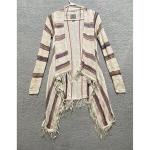 Sweet N Sinful Womens Cardigan Open Front Knit Sweater Fringe Stretch XS